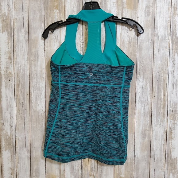 Lululemon Scoop Neck Tank Space Dyed Teal Heather Size 8 - Picture 2 of 7
